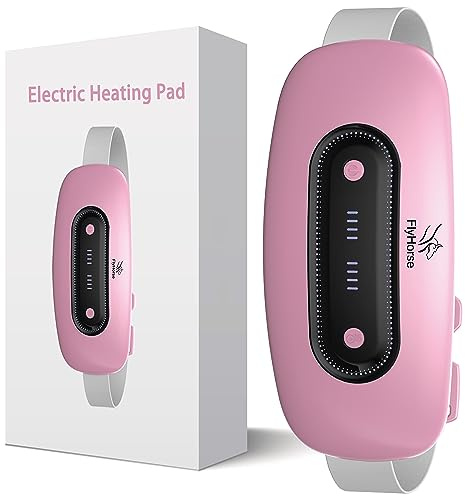 Electric Heating Pad, Portable Cordless Menstrual Heating Pad with 4 Heat Levels and 4 Massage Modes, Fast Large Heating Belly Wrap Belt for Cramps, Back Pain Relief Gifts for Women Girls Her (Pink)