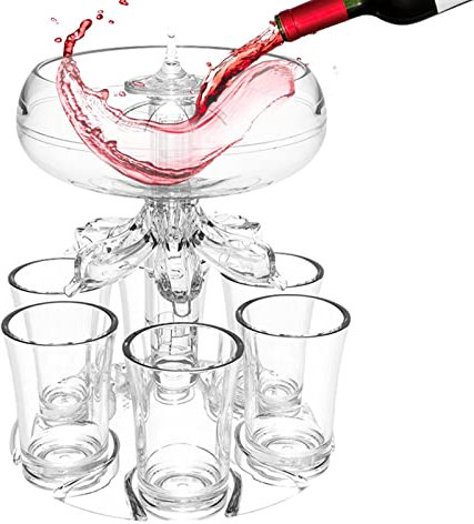 Shot Glass Dispenser, Clear 6 Shot Glass Dispenser Holder Set, Liquor Dispenser Holder for KTV, Bar, Home, Picnic, and Festival, Fancy Supplies