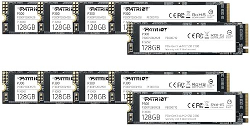 Patriot P300 SSD Interno de 128GB - NVMe PCIe Gen 3x4 - M.2 2280 - Unidad de Estado Sólido - Paquete de 10