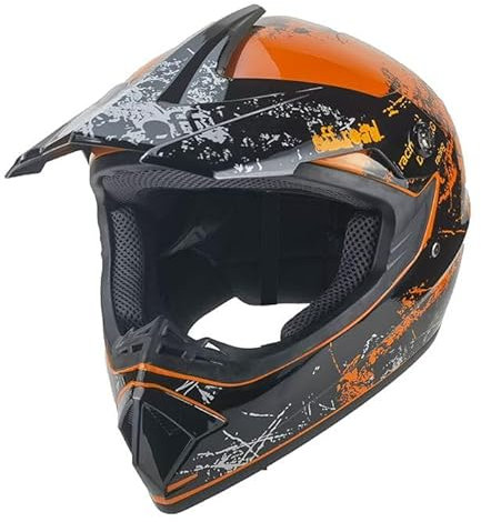 Kinder Crosshelm Racing AHP – Motorradhelm für Kinder, ABS-Schale, robuster Kinderhelm für Downhill, Quad und Motocross, Rot, Größe M, 55 – 56 cm