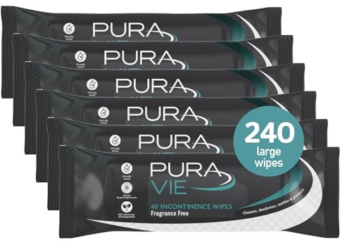 Pura Vie Wet Wipes for Adults 240 Pack - (6 x 40 Pack) - Extra Large Adult Incontinence Wipes