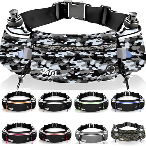 Ceinture Running Hydratation Course a Pied, Sac Banane Porte Gourde, Bouteille Accessoires Etanche Réfléchissant pour Trail Jogging Footing Randonnée Vélo