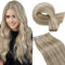 LaaVoo Tressen Echthaar Blond Haar Extensions Echthaar Tressen Aschblond Highlighted Hellblond Einheften Haarverlängerung Echthaar Glatt 100g #P18/613 40cm