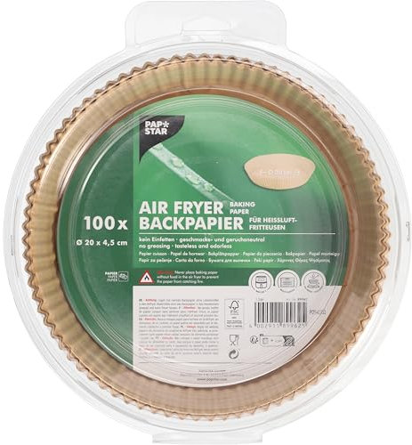 PAPSTAR, 100 fogli da forno Ø 20 cm · 4,5 cm marrone per friggitrici ad aria calda
