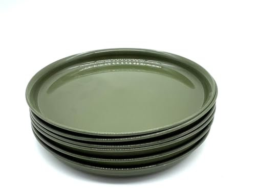 Kimmel Lot de 6 assiettes plates de 18 cm - Vaisselle pour enfants - Vaisselle de camping - En plastique - Réutilisable - Couleur olive