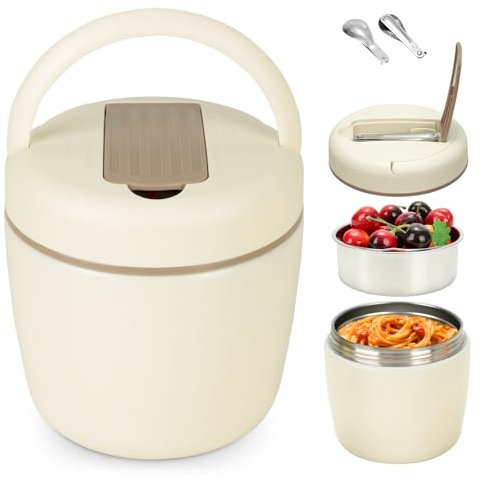 Cozary Thermos Alimentaire Chaud 1200ml, Boîte Alimentaire Isotherme,Acier Inoxydable 304 Boite Isotherme Repas Chaud avec Cuillère,sans BPA, pour Ecole, Bureau, Camping