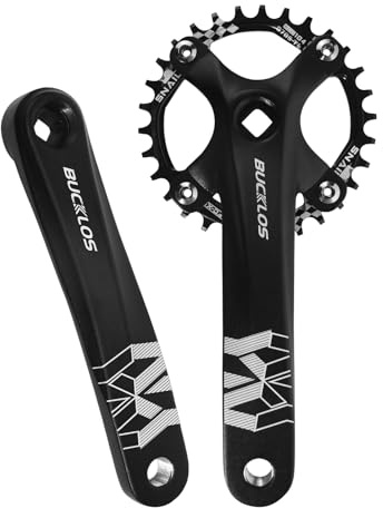 AEYINO 104 BCD 30/32/34/38/40/42T Mountain Bike Single Speed Crankset,170mm Square Taper Crankset with Narrow Wide Teeth Round Chainring,Bicycle Crank Arm Set