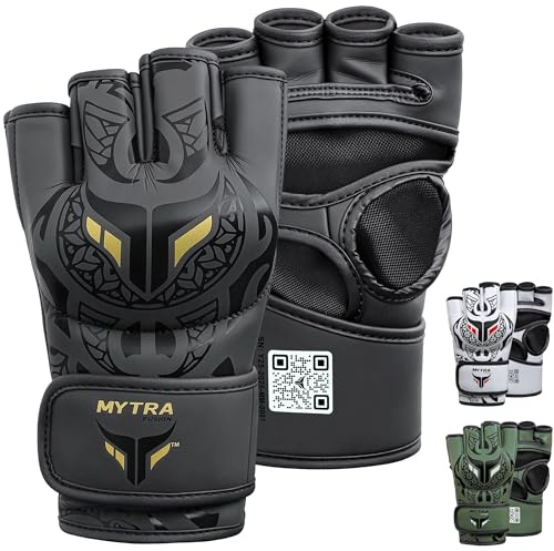 Gants MMA Hommes et Femmes — Conception de Paume Ouverte Respirante Gants Sparring MMA avec Support de Poignet pour Kickboxing, Muay Thai, Combat en Cage et Arts Martiaux (Noir, L/XL)