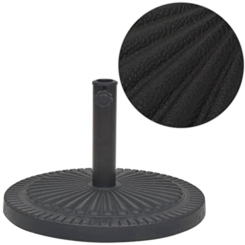 Teenpull Svart runt parasollstativ av harts 14 kg, väderbeständigt för terrass- och trädgårdsmöbler, lämplig för 38/48 mm mastdiameter, robust paraplyfot