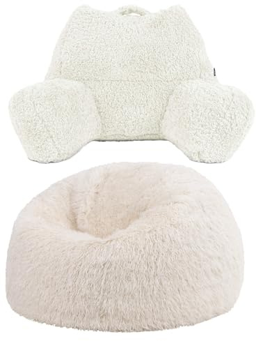 icon Kingston Bean Bag and Cuddle Cushion, Mongolian, Faux Fur and Fleece, Large Adult Bean Bag Chair with Filling Included, Reading Pillow, Comfy Chair, Living Room Furniture, Bedroom Furniture