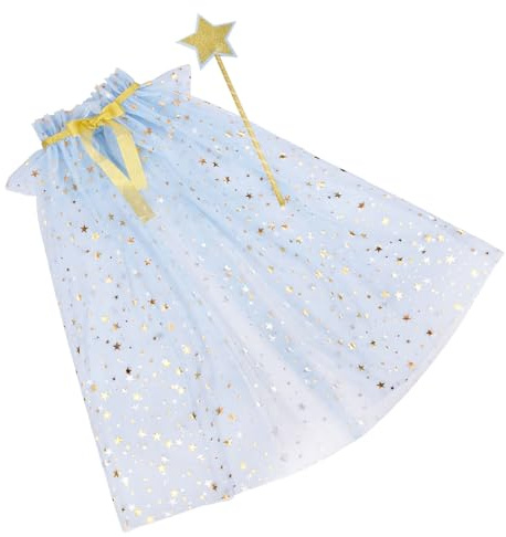 1 set di bacchetta magica per bambini e mantello in tulle, per fotografie, cosplay fantasiosi e servizi fotografici a tema, bacchetta a stella per bambini