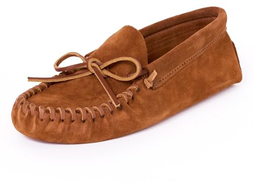 Minnetonka Men's Leather Laced Softsole Moccasin, Brown, 10.5 M US