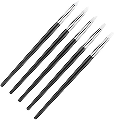 Gotetiso Pinceles de Silicona 5 Piezas para Modelismo, Pintura y Moldeadores de Color con Punta Flexible para Uñas