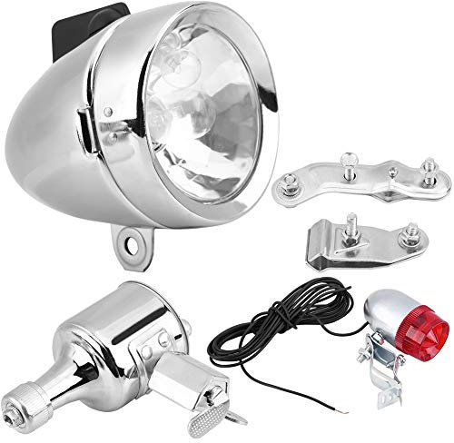 EBTOOLS para Dynamo Headlight Juego de Faros Y Luces Traseras de Bicicleta 12V 6W Generador de Fricción Dinamo Kit de Luces Traseras para Bicicleta Motorizada Bicicleta Eléctrica