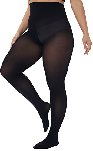 CozyWow Plus Size Tights for Women Stockings with Enough Elasticity & High Waist Soft and Durable Semi Opaque Pantyhose 1Black-3XL
