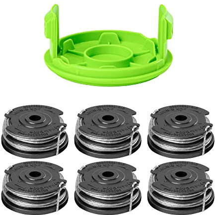 Greenworks 0,2 cm Dual Line Auto-Feed Rasentrimmer-Spulen (6er-Pack) + Ersatzspulenabdeckung