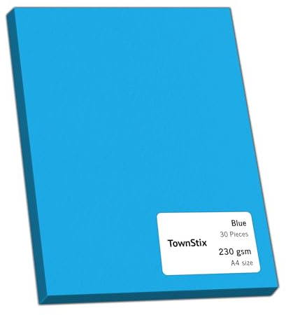 30 Pièces, 230g/m² - Feuille A4 Cartonnée Bleu, Papier Cartonné | Papier de bricolage, carton bleu