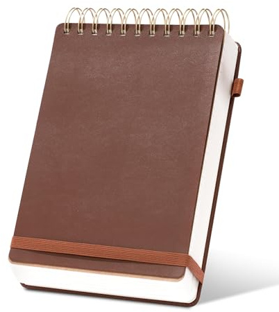 CAGIE Bloc de notas A5 Top Spiral Bloques de piel Steno 240 páginas impermeable cuaderno para trabajo 5 x 7 cuadernos de 100 g/m² de papel grueso, cuadernos para zurdos para oficina, universidad