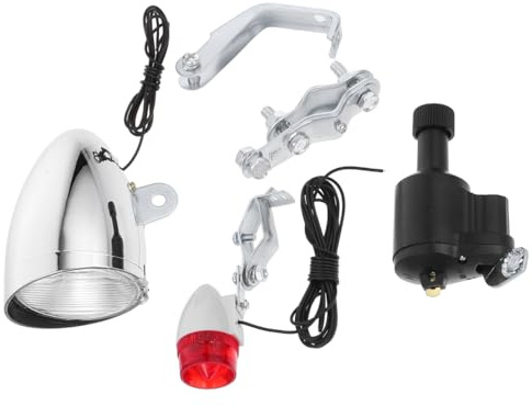Bicycle Light Set Battery-Free Friction Generator Bike Light Kit Waterproof Headlight TailLight for Mountain Motorized Bicycle Vintage RoadBike