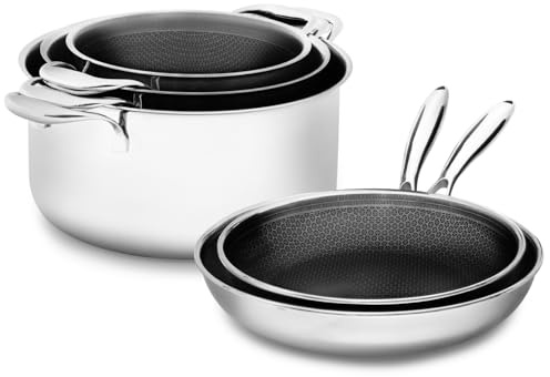 Onyx Cookware Pfannenset & Kochtopfset–5-teilig | 2 Bratpfannen 24/28 cm & 3 Kochtöpfe 20/24/28 cm | Beschichtetes Kochgeschirr für Induktion & Alle Herdarten, Kratzfest, PFAS-frei, Ofenfest bis 260°C