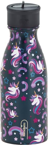 Tandem Botella Térmica 350ml, BLUE UNICORN Acero Inoxidable, Doble Pared, Sin BPA, Antigoteo, Mantiene Frío 24h, Calor 12h