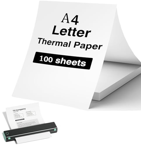 Greitsyy Papel Térmico A4 para Impresoras Termica Portatil A4, Papel Termico impresora a4 de Secado Rápido Fotos, papel impresora térmica para para documentos, webs y fotos,210mm x 297mm
