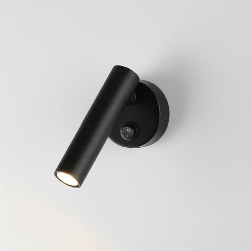 maolo Applique LED da Lettura 2W Orientabile 350° con Interruttore Integrato – Luce Naturale 4000K, Braccio Regolabile 90°, Lampada da Parete Moderna per Camera da Letto, Hotel, Studio (Nero)