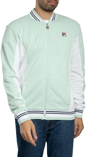 Fila Uomo Giacca Sportiva Da Baseball Settanta, Surf Spray/White/Navy, L