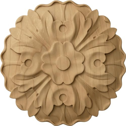 Ekena Millwork ROS04X04X01KEMA Small Kent Floral Round Rosette, 4 1/2 W x 4 1/2 H x 5/8 P, Maple