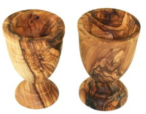 D.O.M. Lot de 2 coquetiers tournés en bois d'olivier