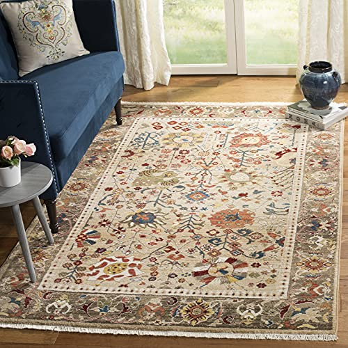 SAFAVIEH Kashan Collection Area Rug - 5'1 x 7'5, Beige & Taupe, Traditional Oriental Design, Non-Shedding & Easy Care, Ideal for High Traffic Areas in Living Room, Bedroom (KSN303K)