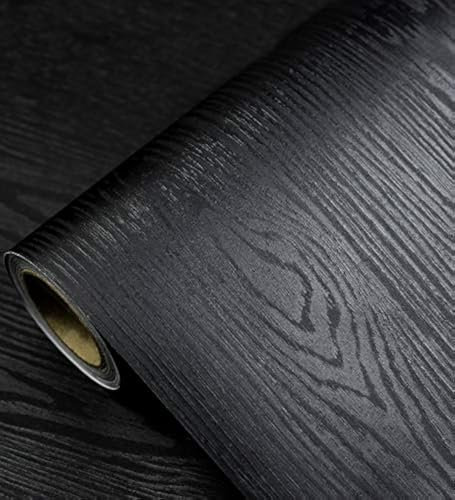 tiltil Black Wood Peel and Stick Wallpaper Wood Contact Paper 17.7 × 393