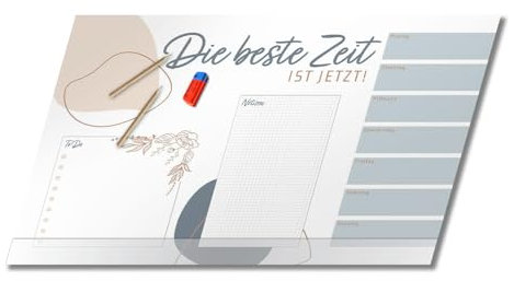 PRIMUS PRINT - Beige Schreibtischunterlage Papier - DIN A2 Unterlage Schreibtisch - Abreißblock - 80g Dickes Naturpapier - Stabiler Papprücken - 25 Blatt - [ Motiv: Beige mit Fußleiste ]