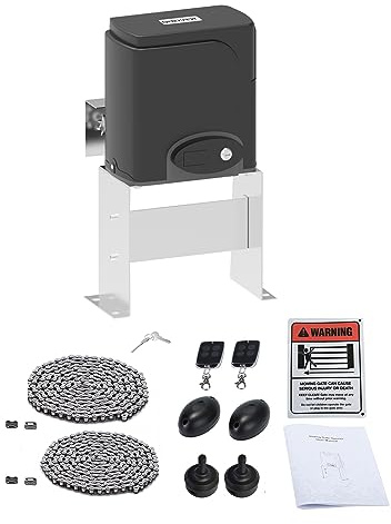 GATEXPERT Automatic Sliding Gate Operator Kit Driveway Security Gate Opener Hardware Kit with Two Transmitters and Infrared Photocell for Slide Gates up to 40 feet Long (for Gates up to 1300lbs)