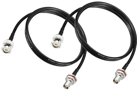 Superbat BNC Extension Cable 50 ohm RG58 2PCS 3FT BNC Male to Female Bulkhead Jumper Coax Cable for UHF/VHF Ham Radio/Wireless Microphone Antenna/CCTV/Amateur Radio etc.