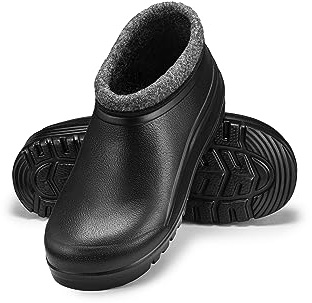 ESTRO Botas de Lluvia Hombre - Zuecos Hombre Invierno Zuecos Forrados Botas de Goma con Forro K042 (44 EU, Negro)