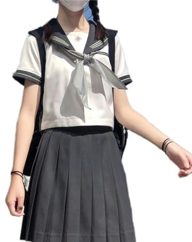 WEITING Uniforme scolastica giapponese JK Uniforme ragazza S-XL Grigio JK Abito stile college giapponese Costume da marinaio Camicia sexy da donna Gonna a pieghe-Verde-S
