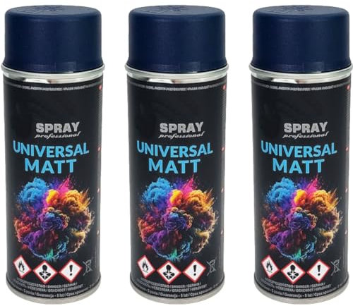 VE-INDUSTRIES RAL Lackspray MATT | 3er Sparpack | 400ml Dose | Sprühlack | Dekolack | DIY | freie Farbwahl (RAL 5010 - matt)