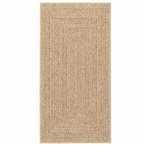 vidaXL Teppich, Teppich für Wohnzimmer Garten Balkon Terrasse, Bodenmatte Läufer Rechteckig, Balkonteppich Terrassenteppich, 100x200cm Jute-Optik Indoor Outdoor