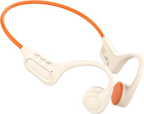 SANOTO Casque Conduction Osseuse, Casque à Oreille Ouverte, Casque Conduction Osseuse Bluetooth 5.3, Port de Charge Type-C, IPX6 Conduction Osseuse, pour Le Jogging, Le Cyclisme, Blanc