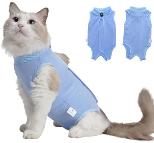 TEOZBLU Traje de Recuperación de Gato, ata Camiseta de recuperación heridas Abdominales Profesional para heridas, Chaleco de Gatitos de Protección