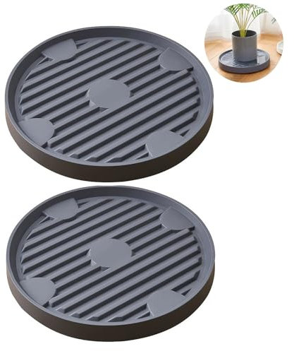 ETRAVEL Plant Caddy 22cm,2 Pack Plant Caddy with Wheels Heavy Duty,Round Potted Plant Stand Mover,Rollers Dolly Trolley Tray Pallet with Wheels Indoor Outdoor (2PCS Outer D:22CM, Grey)