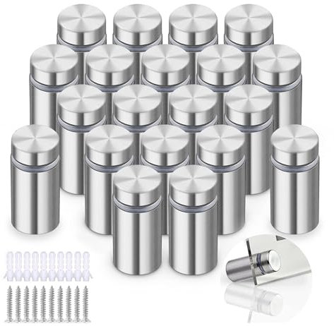 DesertBoy 20 Pcs Standoff Fixings, Sign Standoff Screws, Advertising Nails, Advertising Fixings, Stand Off Screws for Mounting and Fixing Glass Mirror Acrylic Poster Picture Frame (12x25mm)