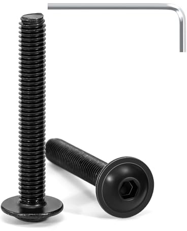 Tunejoy 20 Pezzi Viti a Testa Bombata con Flangia M5 x 35 mm Nero Vite a Testa Esagonale Bulloni in Acciaio Inox A2 V2A Viti a Brugola con Chiavi a Esagono Filettatura Completa