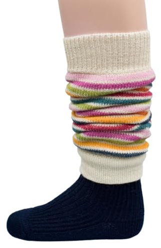 Hjort natur | Barn benvärmare tjocka | en storlek 6–12 år | 100 % ull (kbT), Naturlig låg, One size