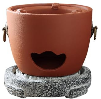 Estufa de Barro Pequeña para Camping, Parrilla de Carbón Portátil, Parrilla de Carbón Redonda Ventilada, Estufa para Hacer Té, Estufa de Carbón para Fiestas en Casa, Camping, Barbacoa, Estufa de Barro