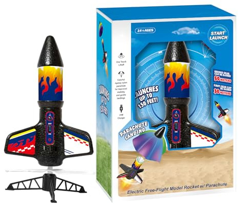 Rechory Rockets for Kids - Launching Rocket with Parachute | LED Light-up Outdoor Activity Science Learning for Park Backyard Playground Courtyard Lawn