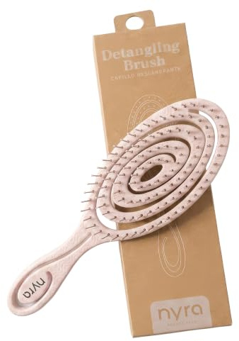 Nyra - Spazzola districante Ivory, anti-groviglio, ergonomica, setole flessibili senza tirare, leggera da viaggio e realizzata in materiale sostenibile (50% paglia di grano) (Viola)