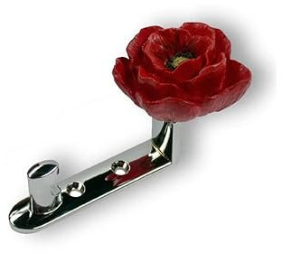 SIRO Kleiderhaken Mölln, Blume, Pflanze, Rose, Design, Druckguss - Kunststoff chrom glänzend rot, 125 mm x 66 mm x 67 mm, LA 25 mm, 1788/ZN1A54