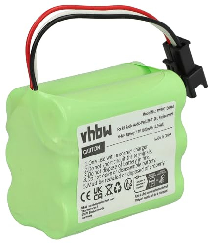 vhbw Akku kompatibel mit Teac R-5, MP3, MP4, R-1, R-2, R5, Radio, Transistor-Radio, DAB-Radio, R1, R2 digital Radio (1800 mAh, 7,2 V, NiMH)